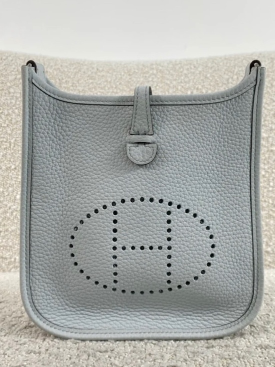 Hermes Handbags - Authentic Pre-Owned Hermès Mini Evelyne TPM 16 m Bleu Pale / Gris